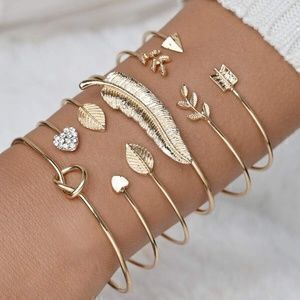 boho chic 6 bracelet gold set